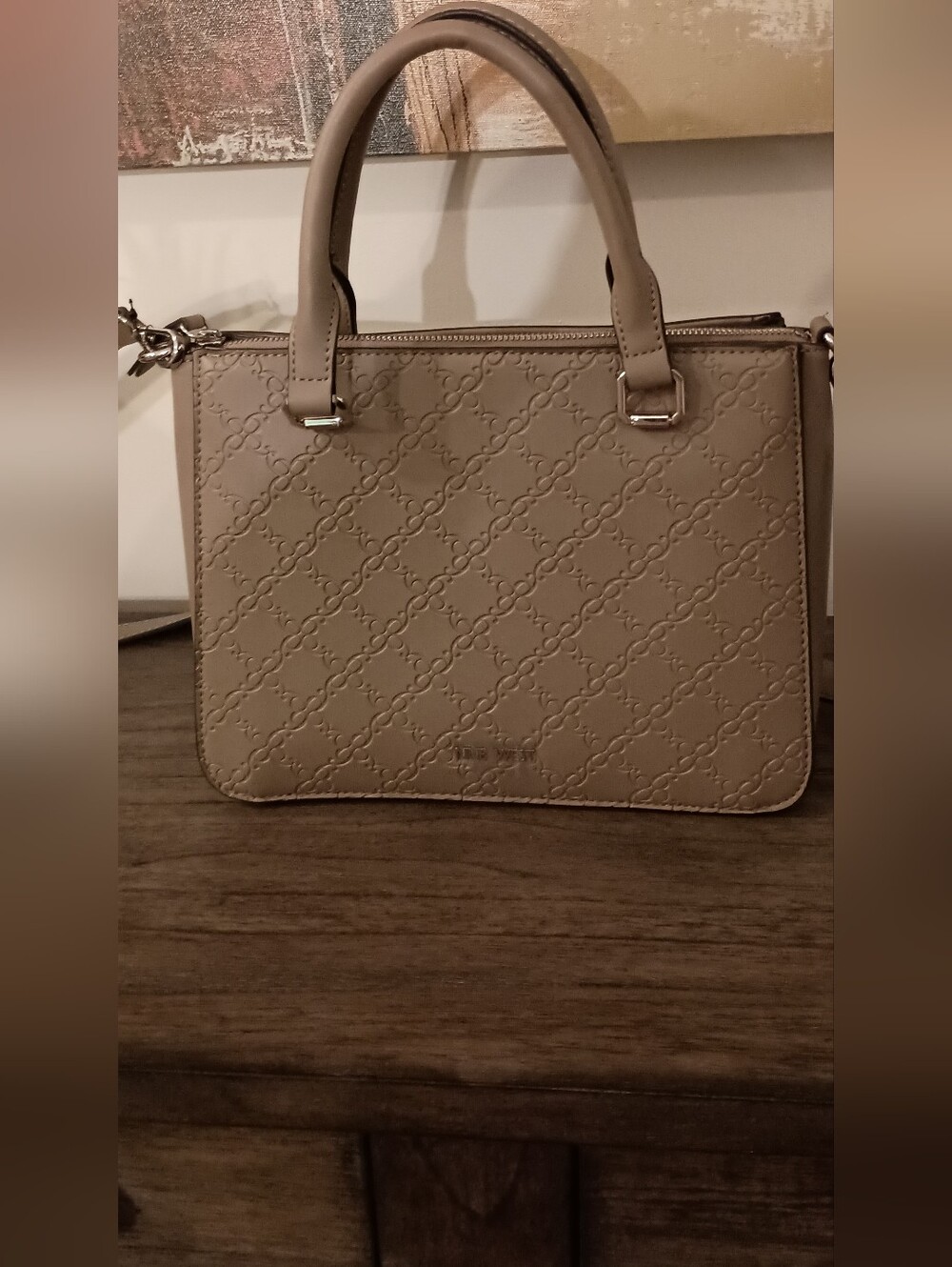 Nine West Taupe Embossed Satchel Handbag